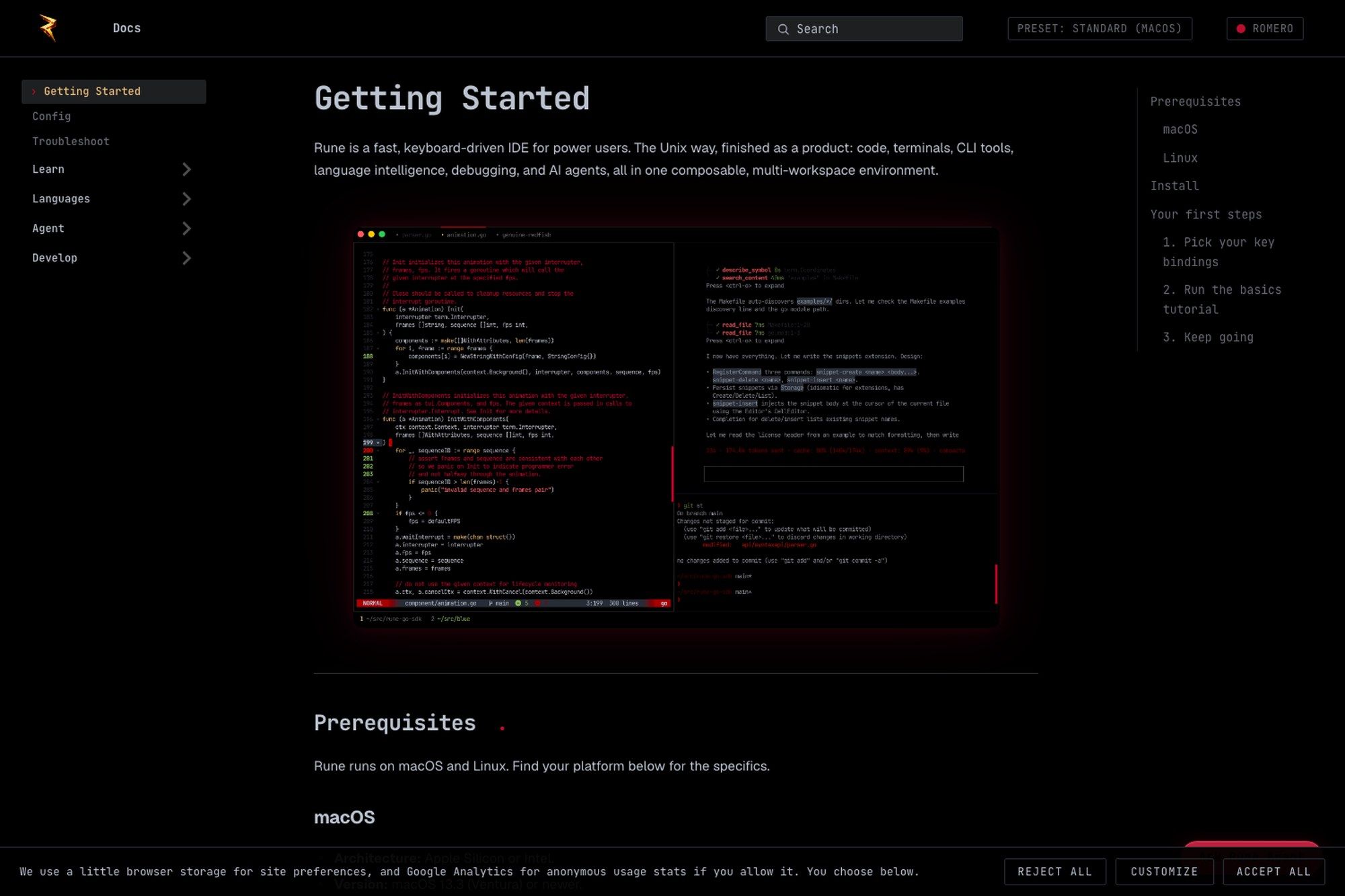 The Rune documentation site, the reference for building from source and for the extension system