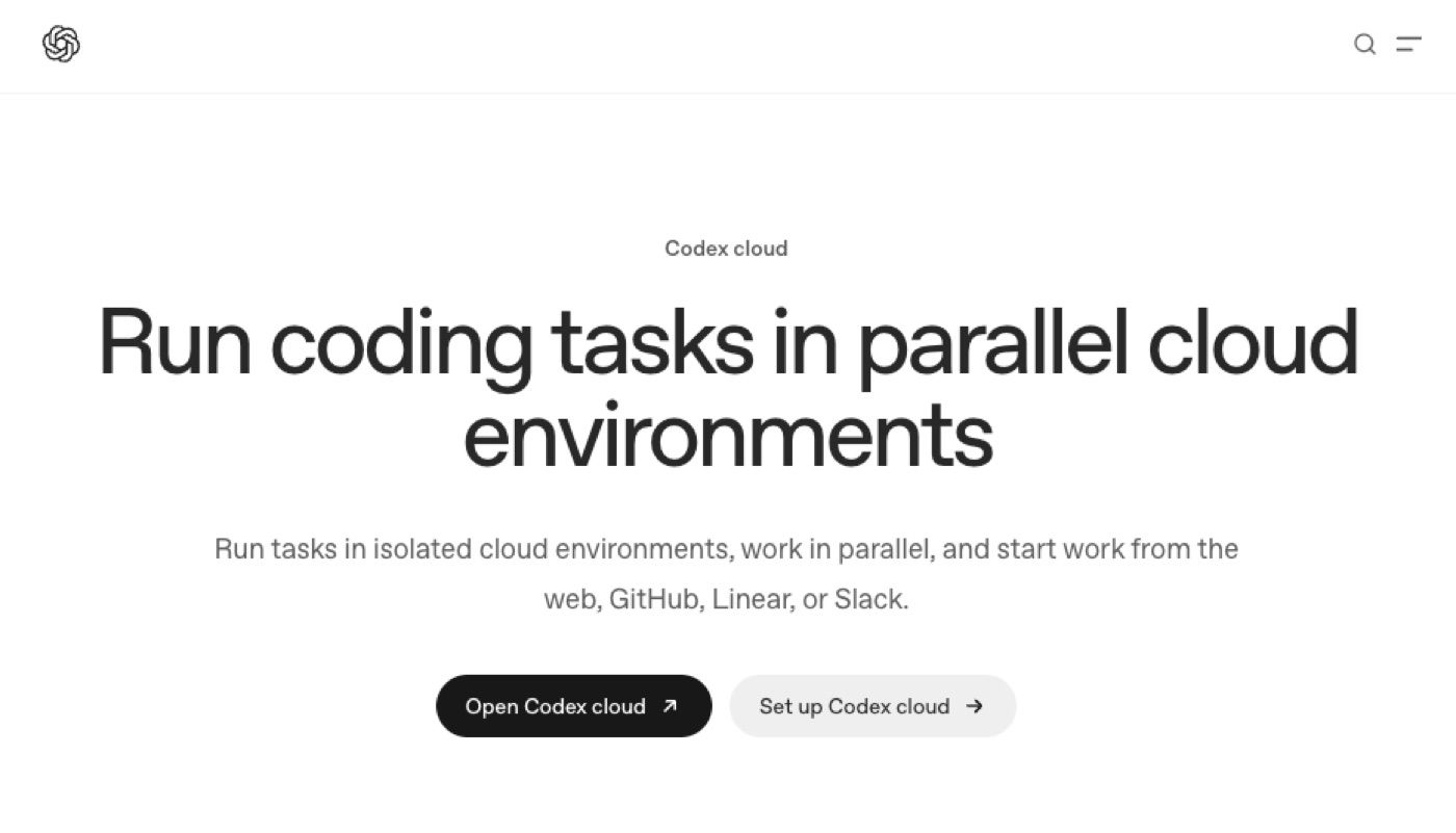 OpenAI describes Codex cloud as running coding tasks in isolated cloud environments.