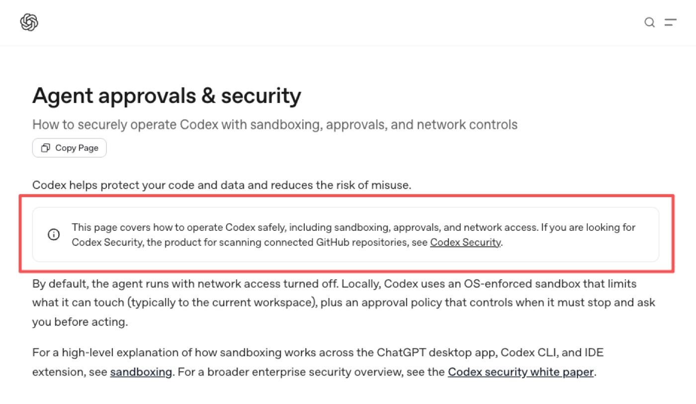 OpenAI's agent approvals and security page treats sandboxing and risky actions as part of agent operation.