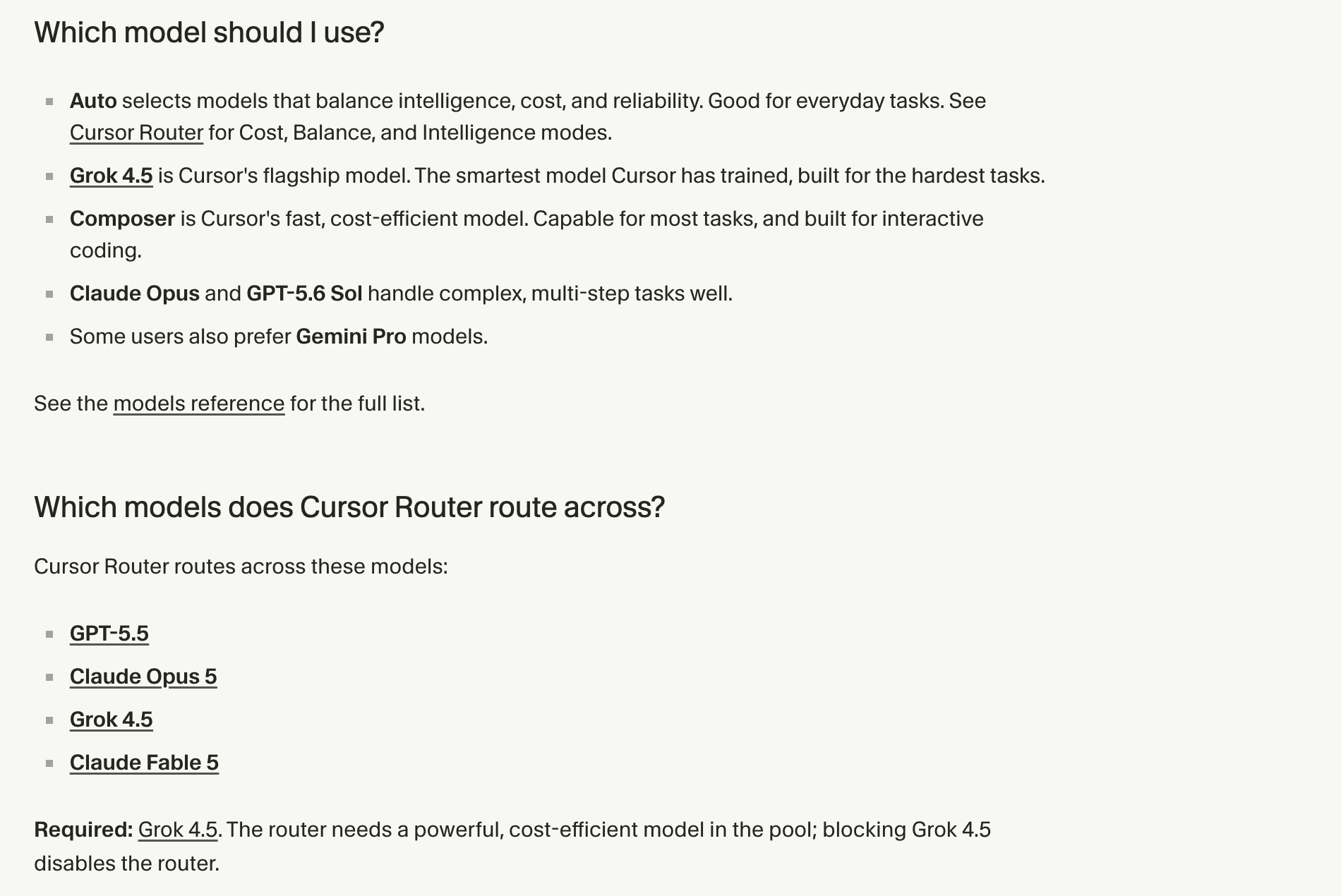 Cursor's own docs list GPT-5.5 in the Cursor Router pool, which is what the Auto setting uses. Captured from cursor.com on August 31, 2026.