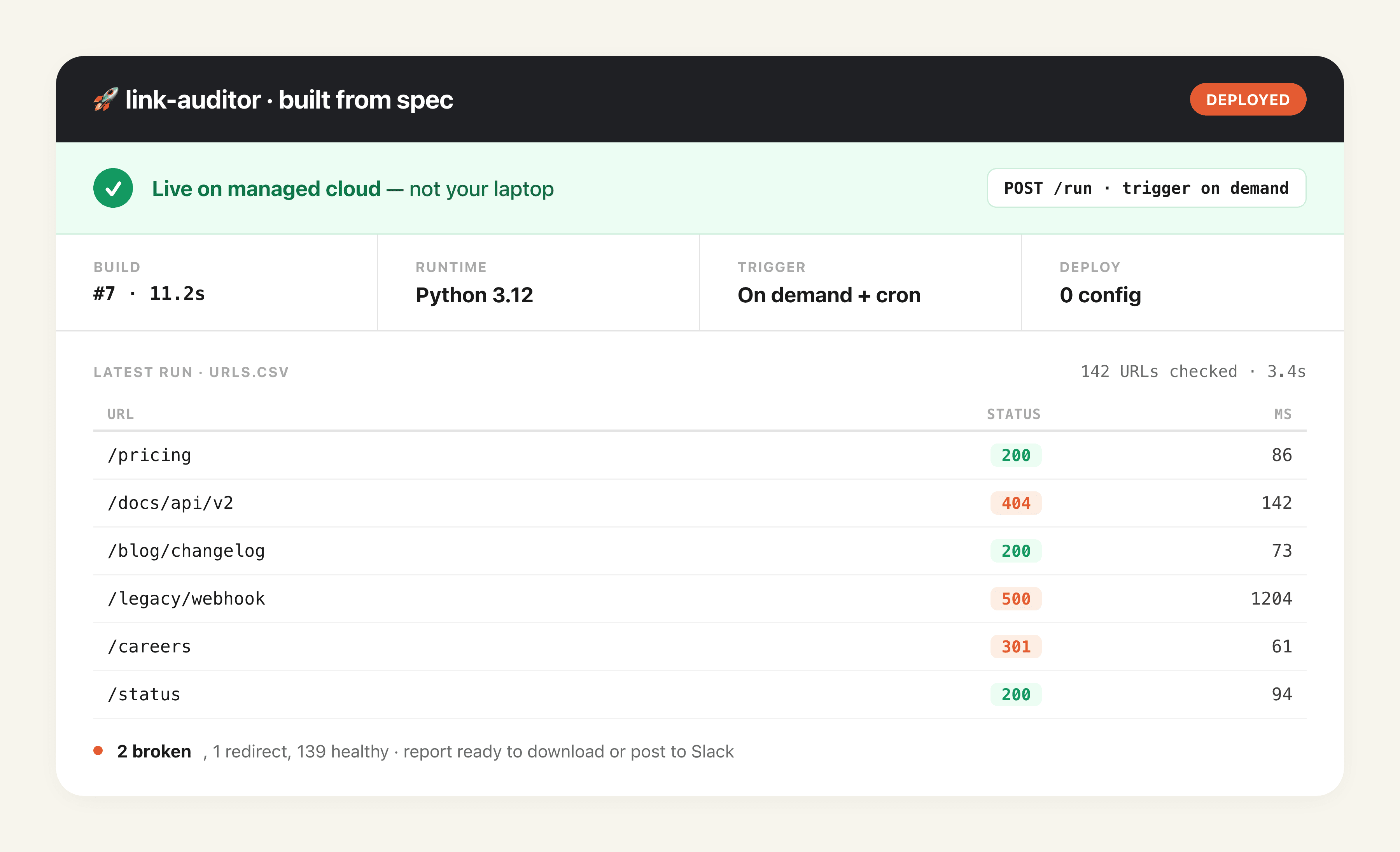 Ship an Internal Tool From a Spec output preview