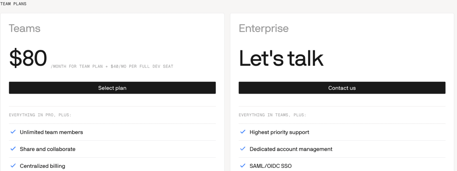 Devin's team plans, captured August 12, 2026: Teams at $80 per month plus $40 per full dev seat, Enterprise on request.