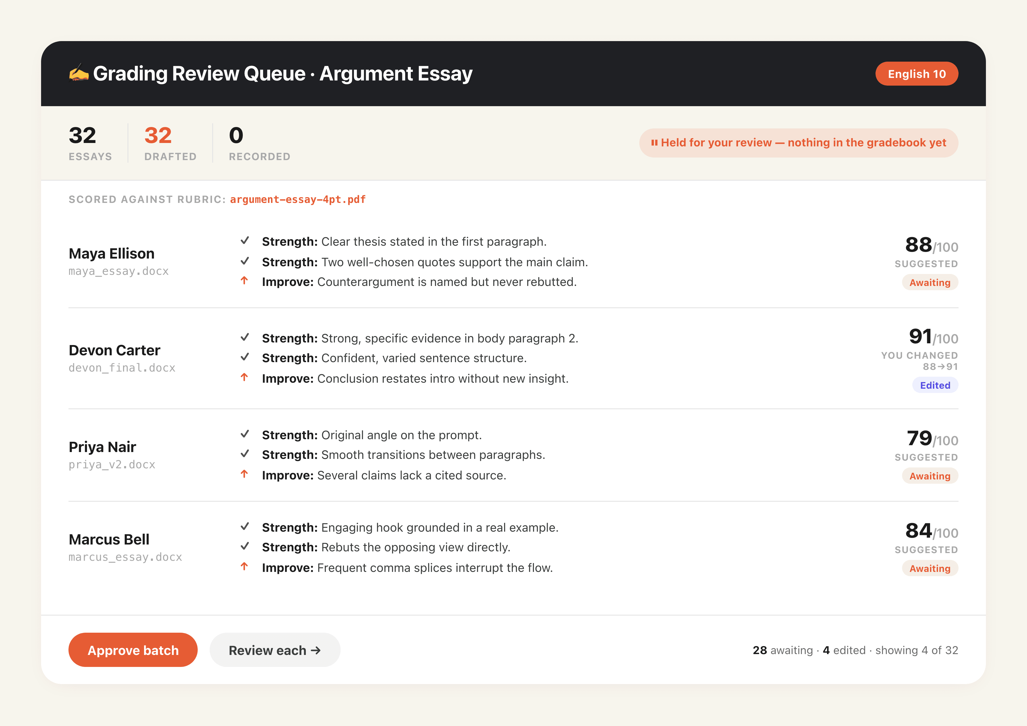 Batch Feedback, Review-First output preview