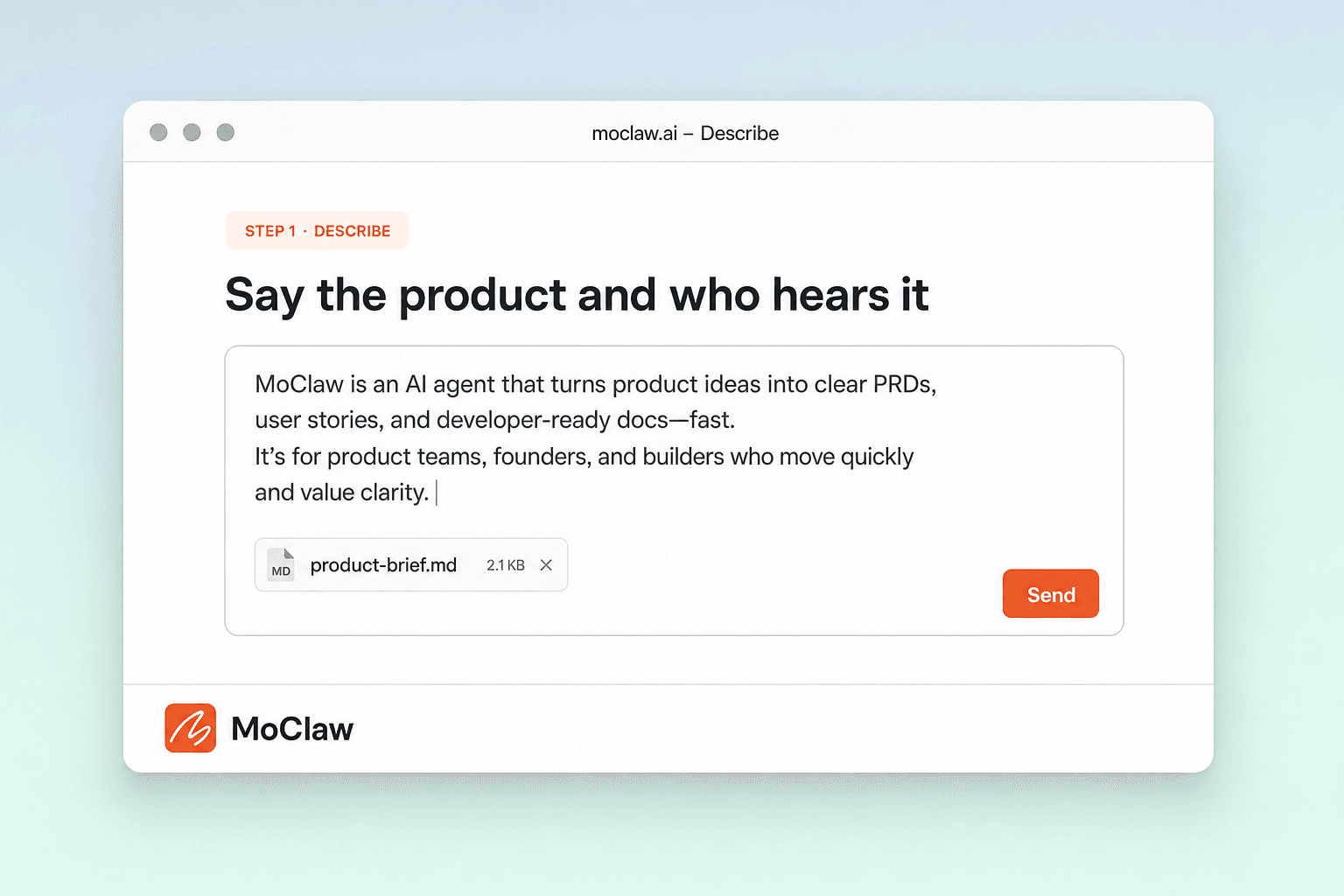 Step 1: describe product and audience for the elevator pitch