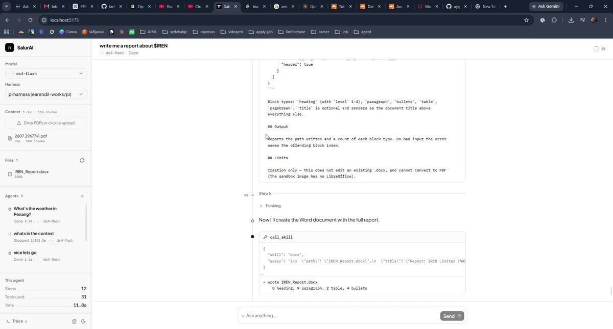 DeepSeek V4 Flash-Demo — Ein Aktienreport-Agent, der sein .docx selbst schreibt, erstellt von @farhanhelmycode
