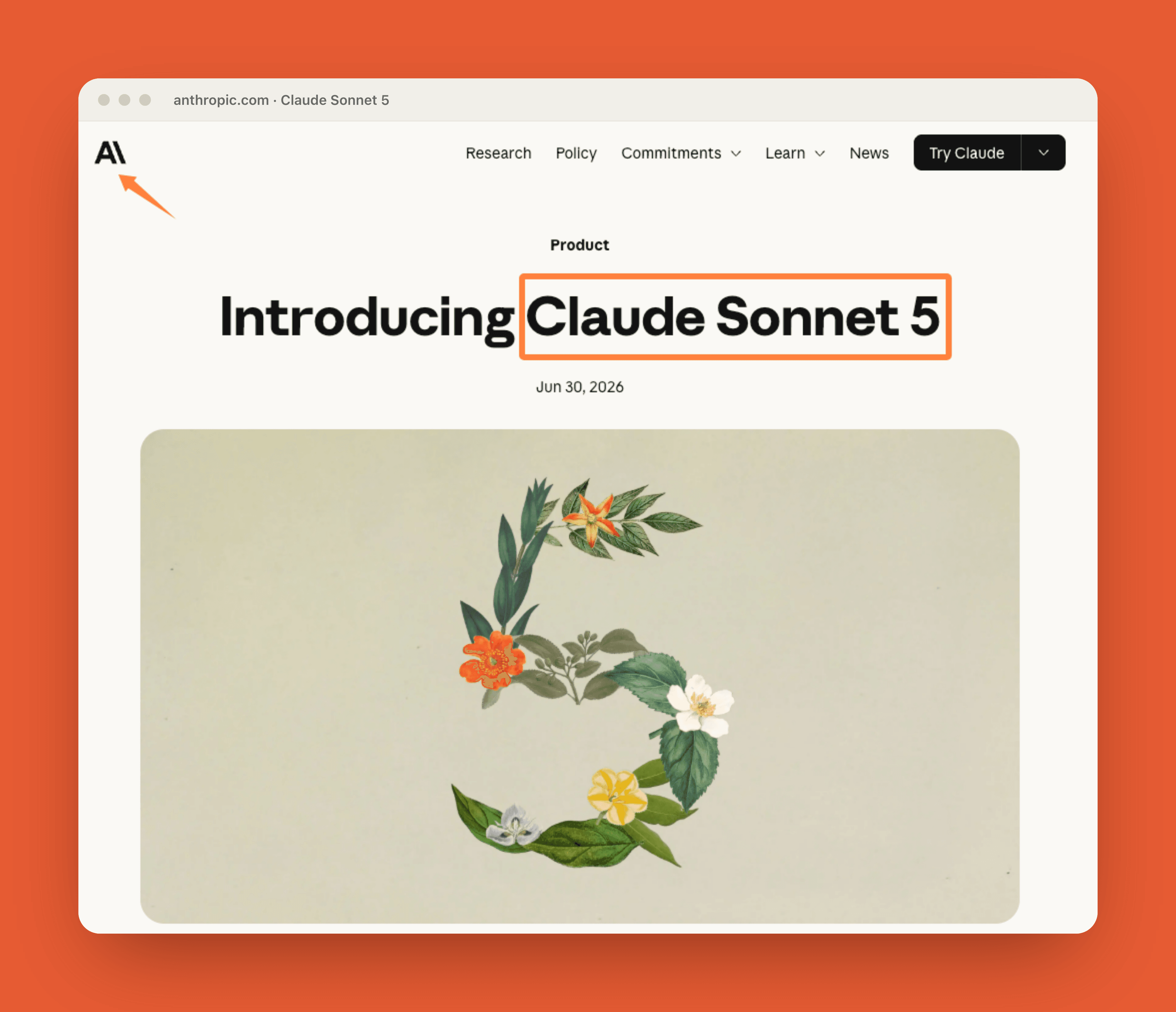 Anthropic's Claude Sonnet 5 launch page, dated June 30, 2026
