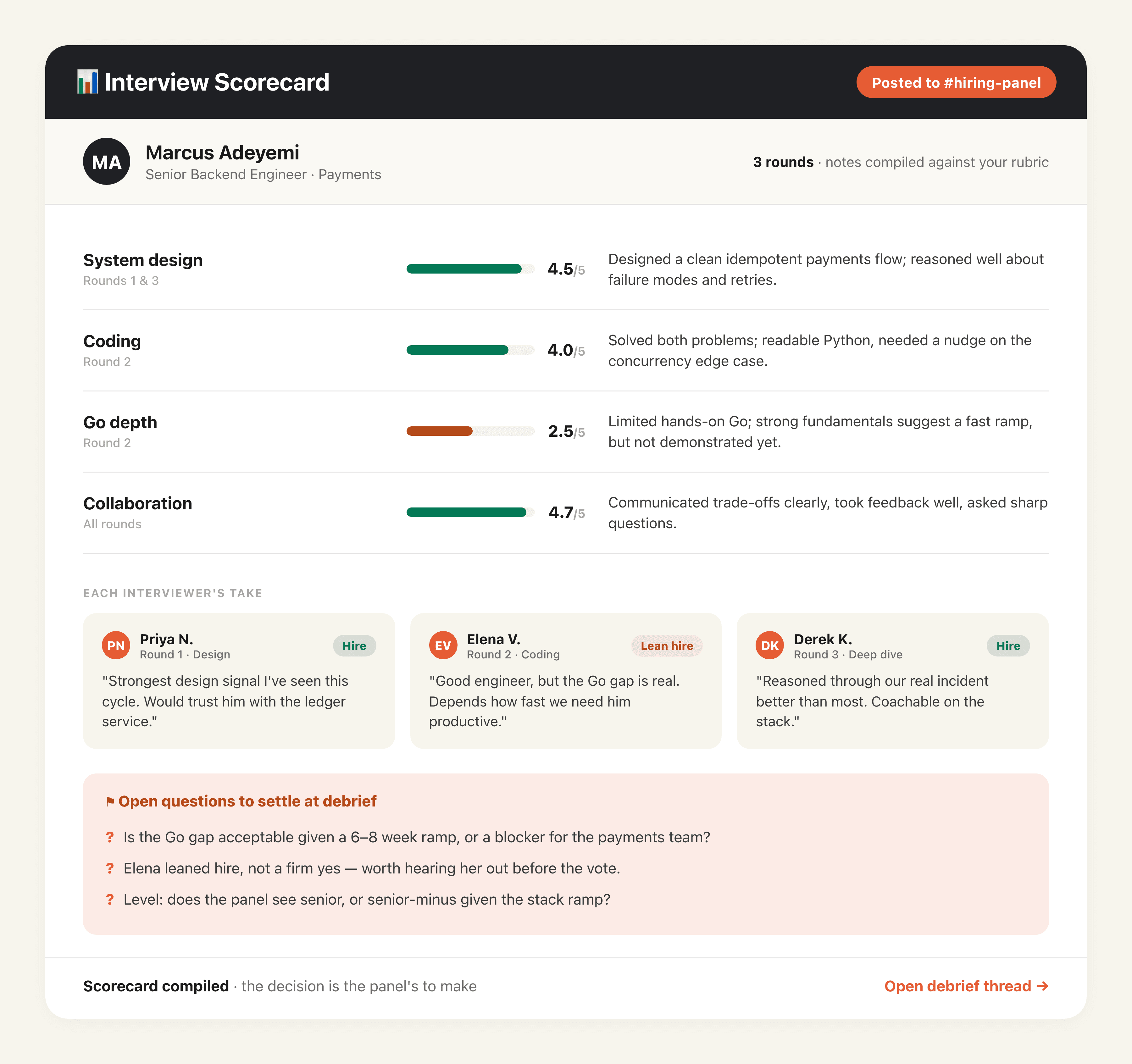 Interview Notes to Scorecard output preview