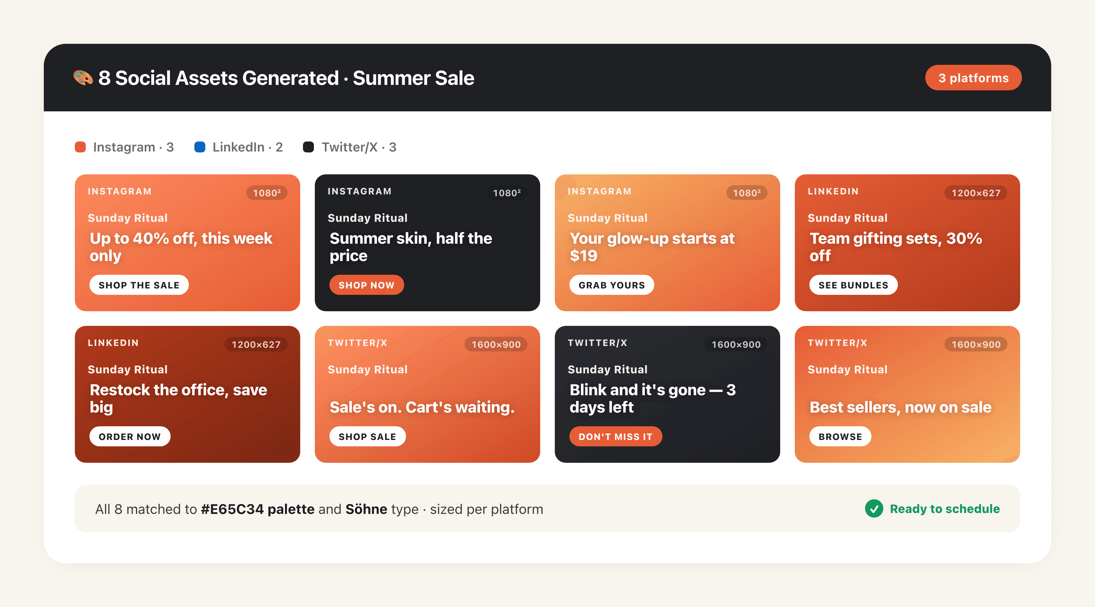 On-Brand Social Asset Variations output preview