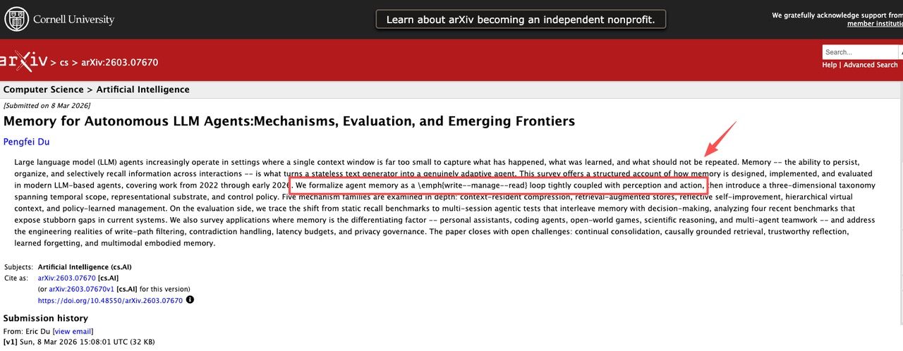 arXiv research paper on memory for autonomous LLM agents