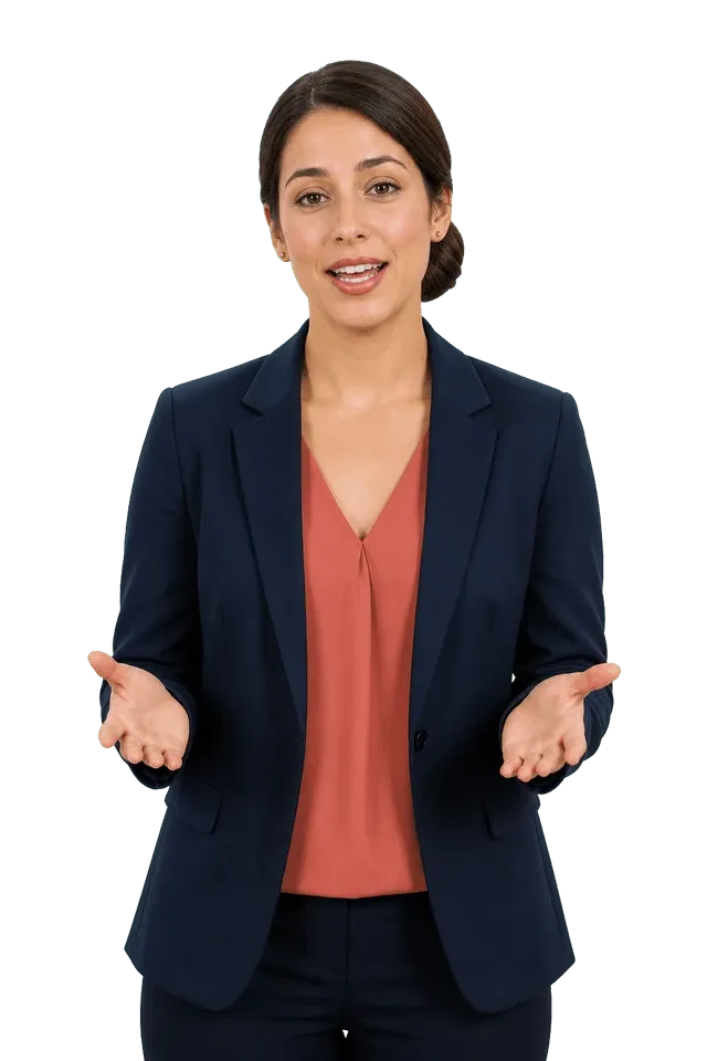 AI virtual presenter narrating a PowerPoint slide in a generated video