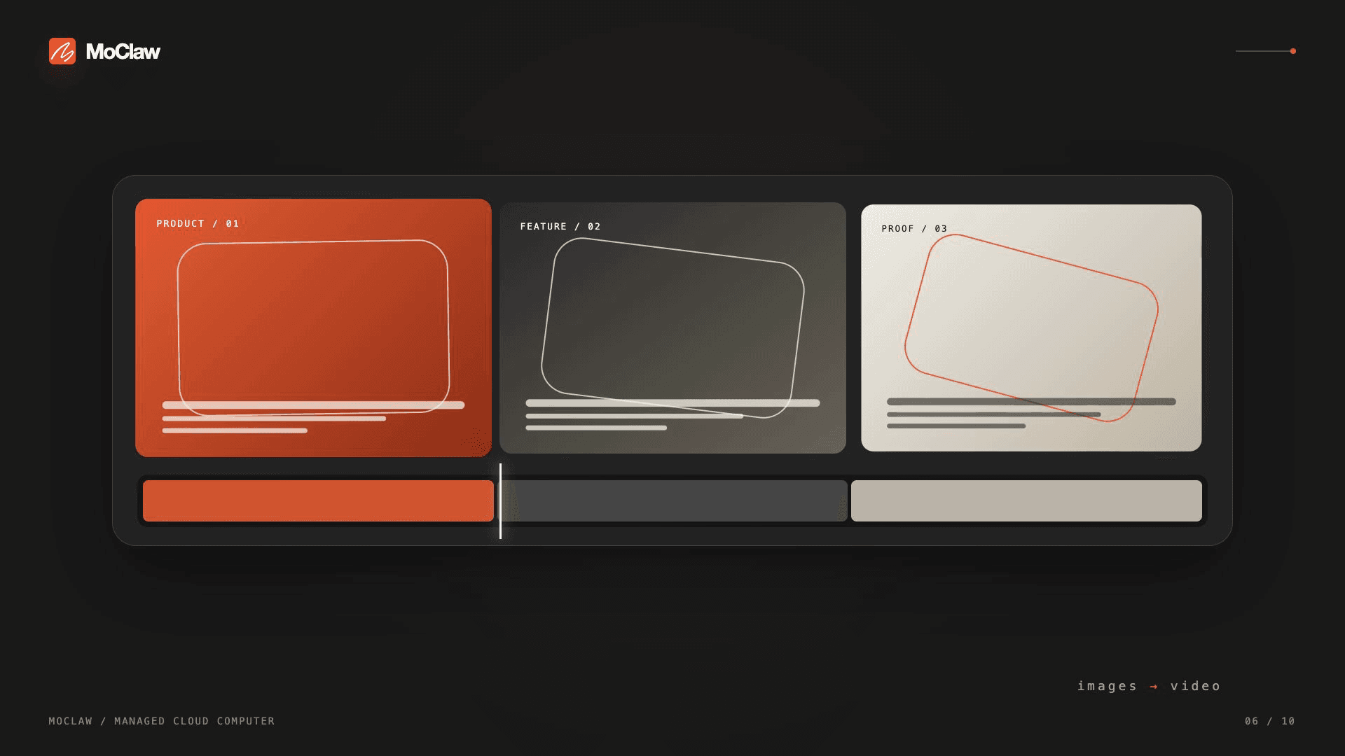 Shot 6: product stills stitched into video, images to video