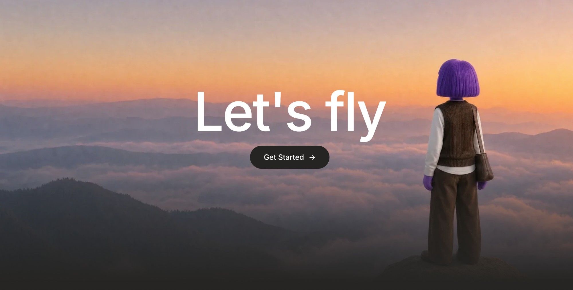 The Skydive product site hero with a Get Started call to action