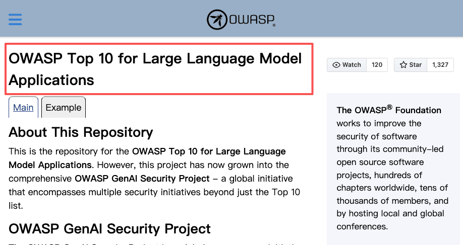 OWASP's Top 10 for Large Language Model Applications covers prompt injection, sensitive information disclosure, and excessive agency.