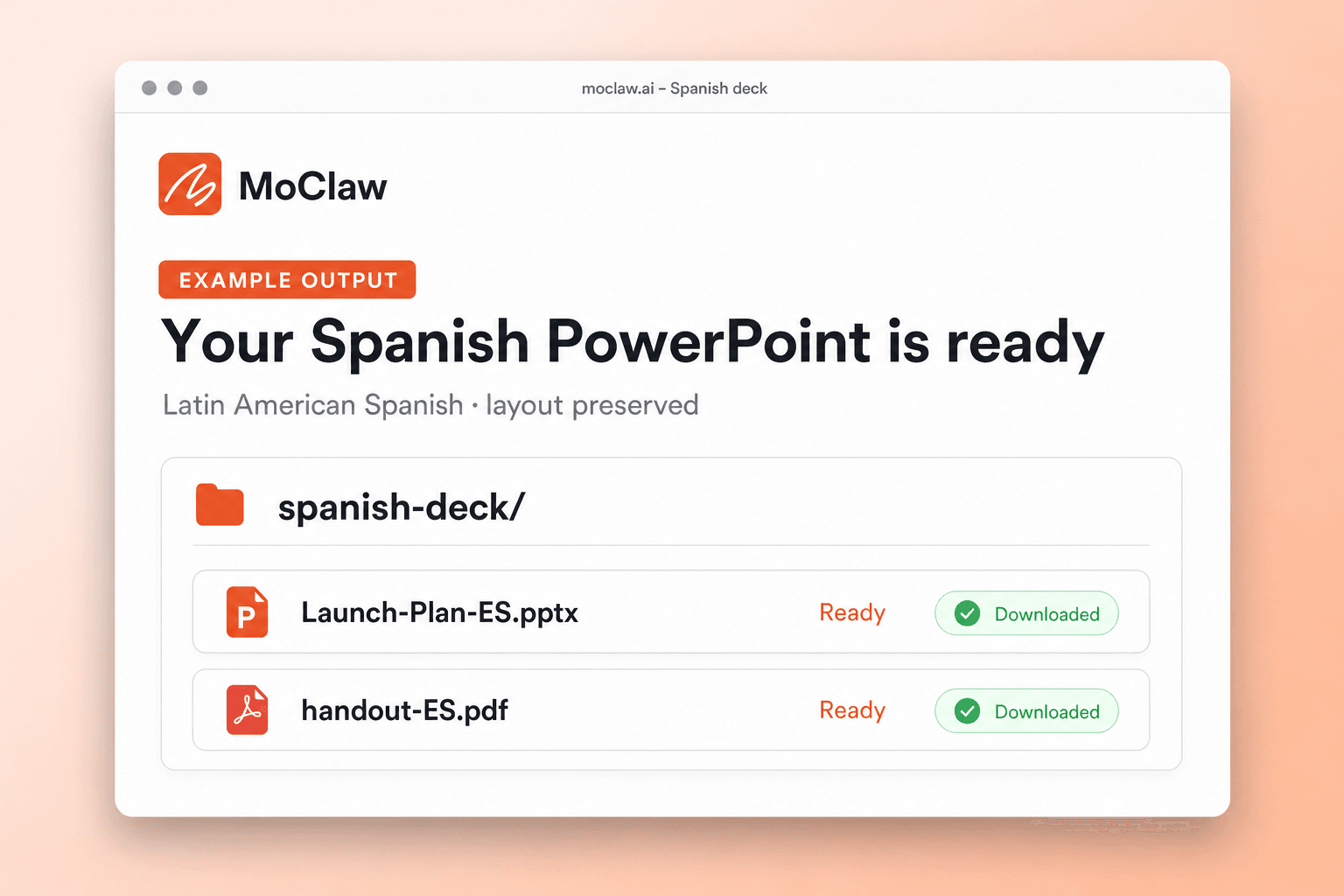 Delivered Spanish PowerPoint file pack ready to download