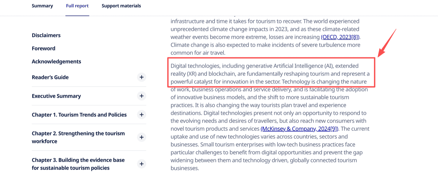 OECD Tourism Trends and Policies 2024 passage on digital technologies reshaping tourism